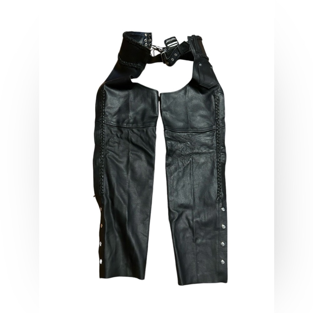 A.T.L. Genuine Leather Women’s Motorcycle Chaps Black Size 2XS